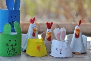 Egyszerű húsvéti figurák tojástartóból